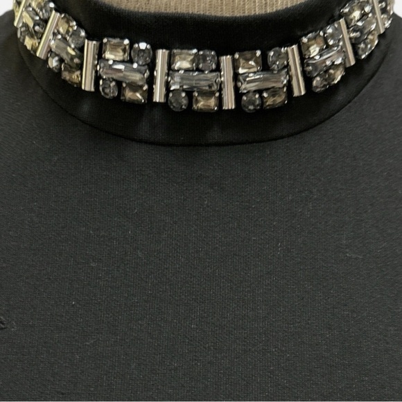 Elizabeth and James Black Jade Embellished Collar Mini Dress Sz 2 Bodycon Maryse - Picture 4 of 11